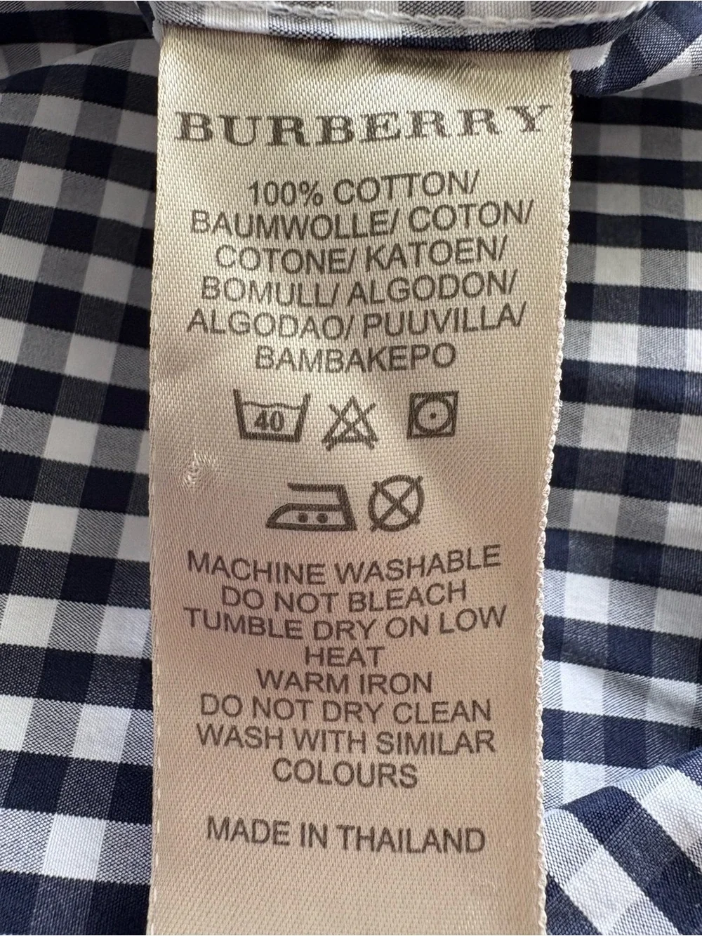 Burberry Brit Navy & White Gingham Check Button-Down Shirt | Size Medium - Picture 7 of 8